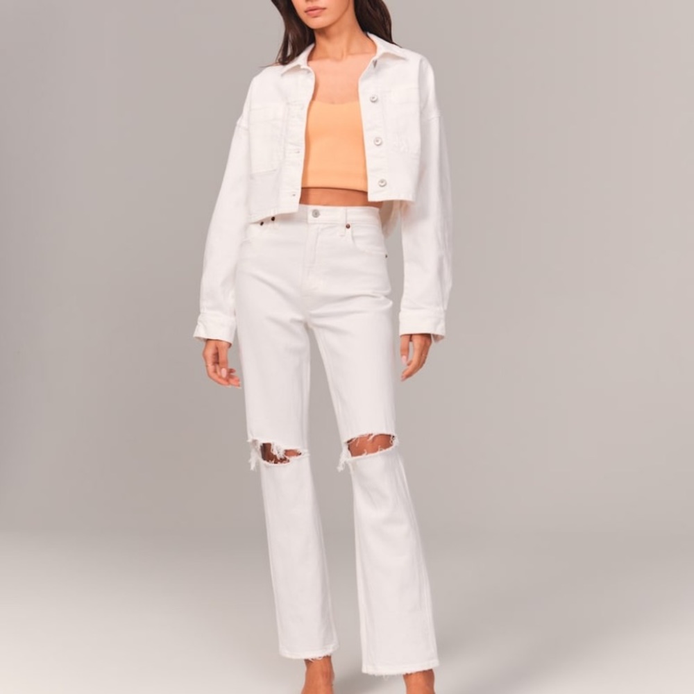 Abercrombie & Fitch Curve Love The Ankle Straight Jean- Ultra High Rise